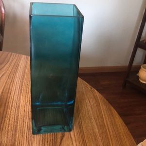 Blue glass vase.